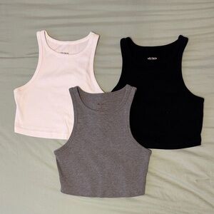 Wild Fable Sleeveless Crop Tops - Black, White, Gray